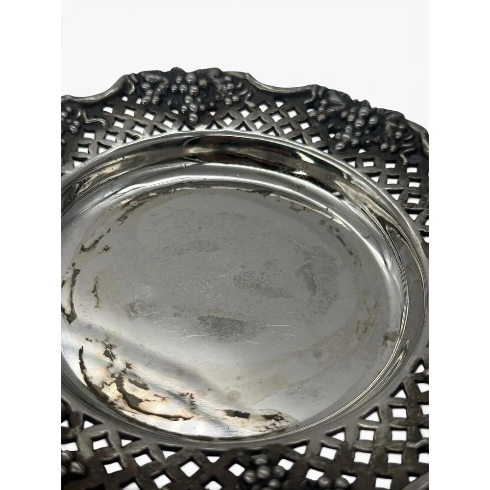 Vintage Godinger Silver Plated Grapevine Wine Bottle Coaster 7